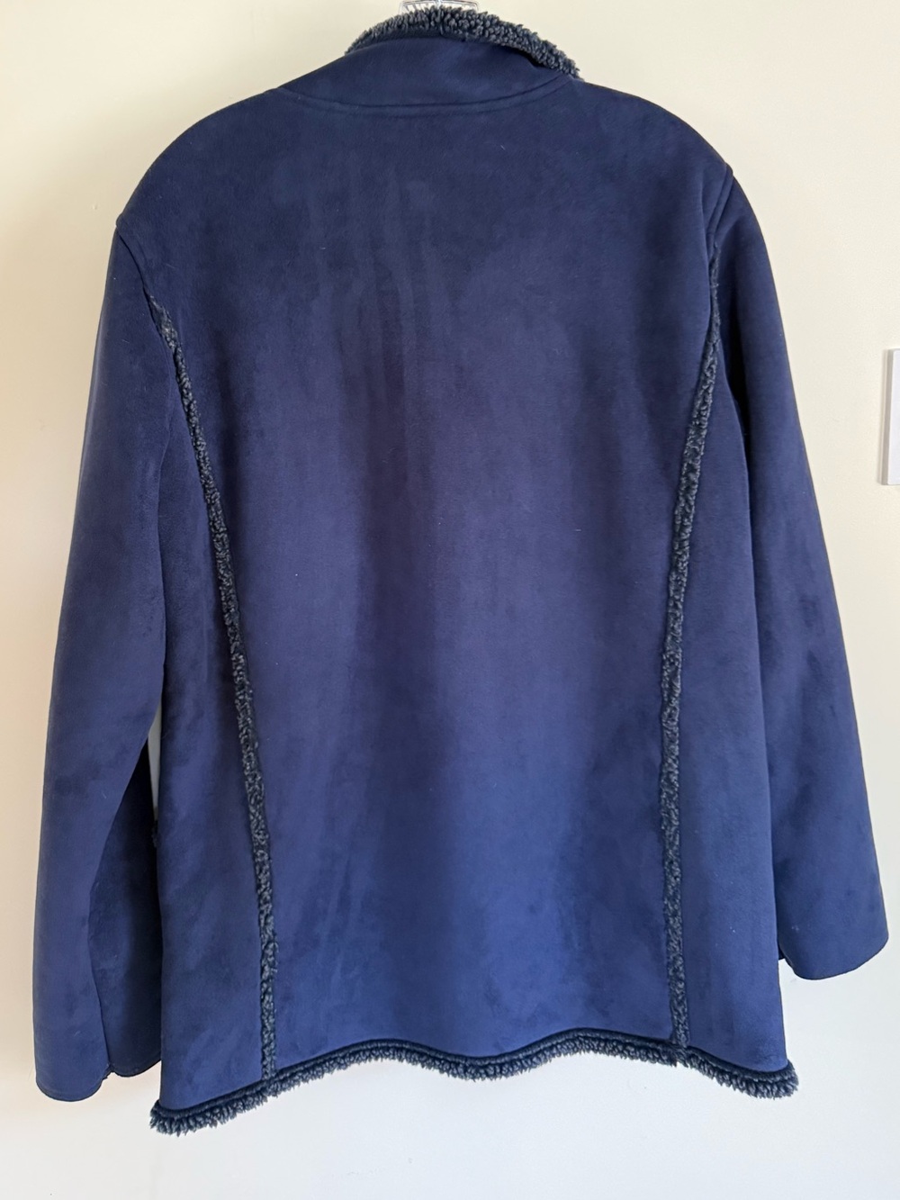 LL Bean Navy Sherpa Coat Sz Medium - Picture 2 of 7
